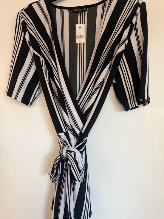Lane Bryant Tops - Lane Bryant Black and White Vertical Stripe Top